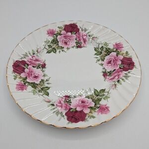 Allyn Nelson Collection Fine Bone Pink Rose Floral 8" Plate Made in England
